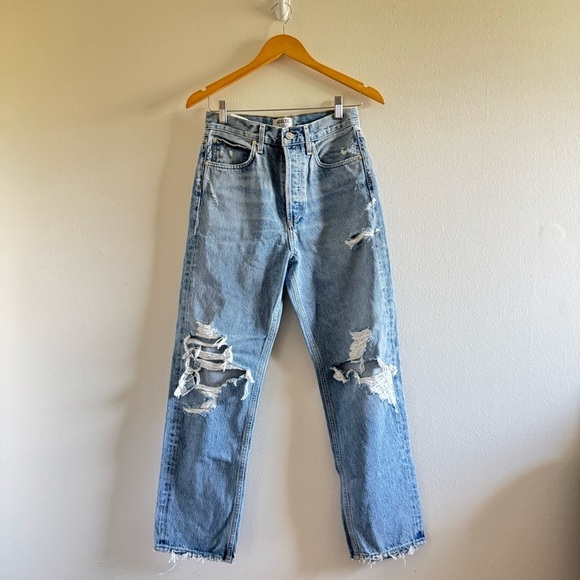 Agolde 90s Jeans Distressed Mid-Rise Button Fly Jeans size 25 - Picture 3 of 11